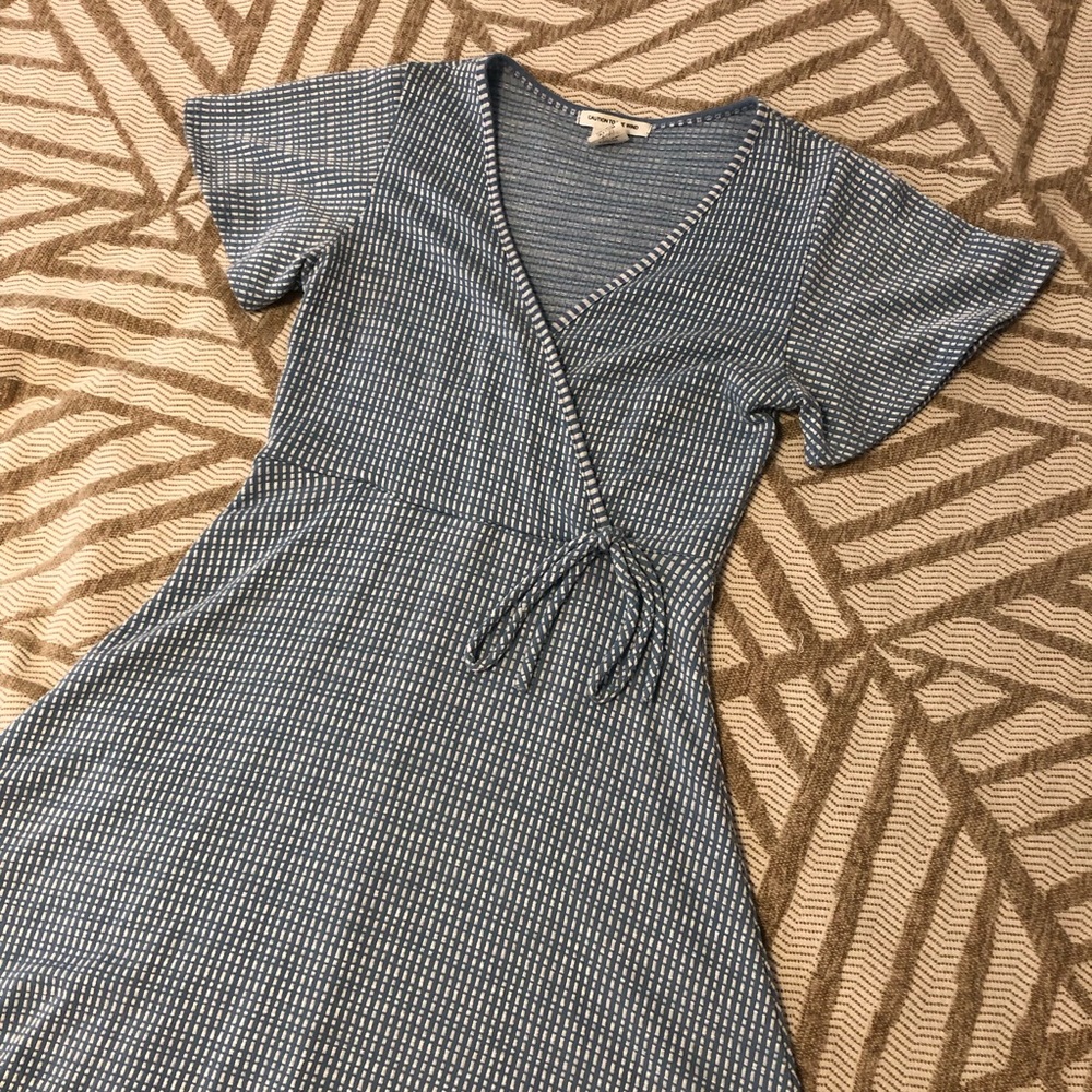 Caution To The Wind Sky Blue Wrap Midi Dress - Picture 3 of 11